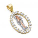 Sabrina Silver Sterling Silver Cubic Zirconia Santa Muerte Pendant Small Rhodium Finished, 1 1/4 inch Long
